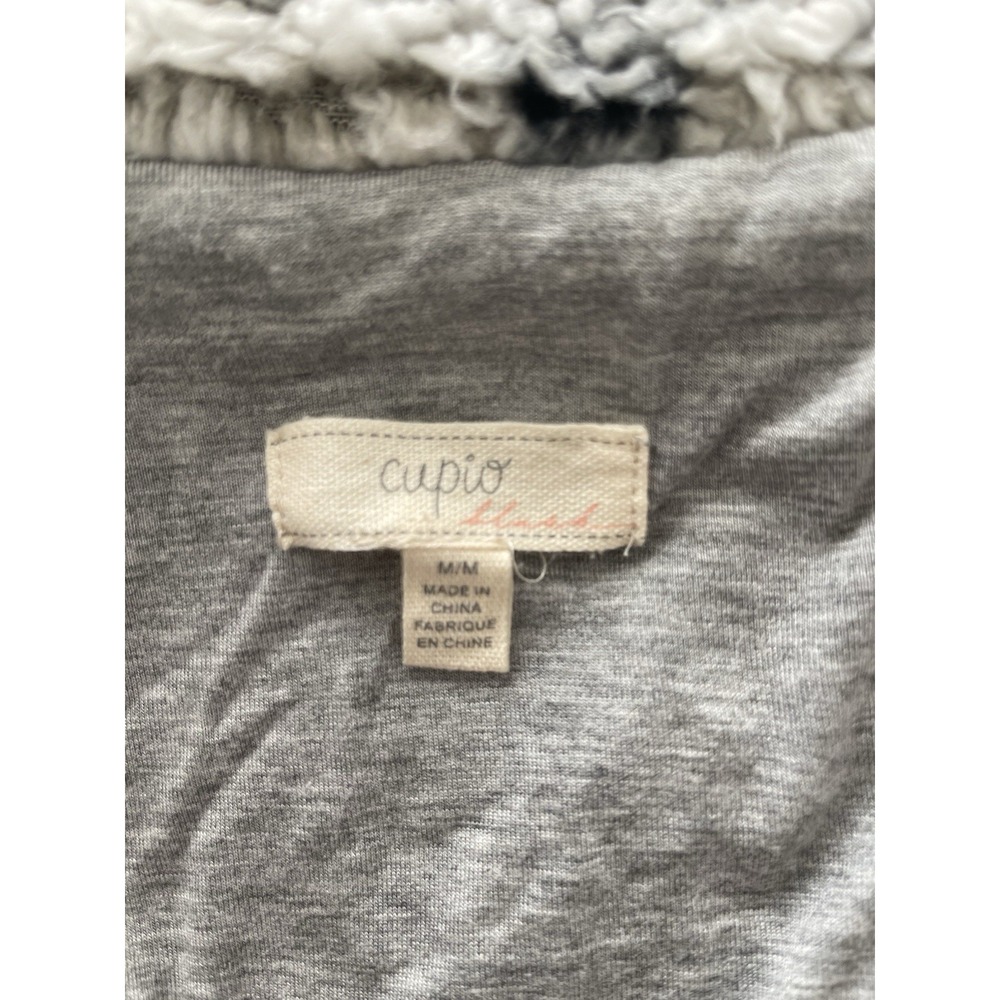 Cupio Sherpa Vest Women's Medium Cozy Soft‎ Grey Black Cream Snap Closure EUC - Picture 4 of 5